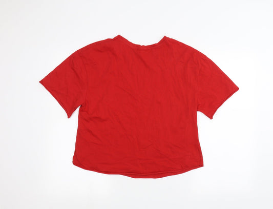 Boohoo Womens Red Basic T-Shirt Size L