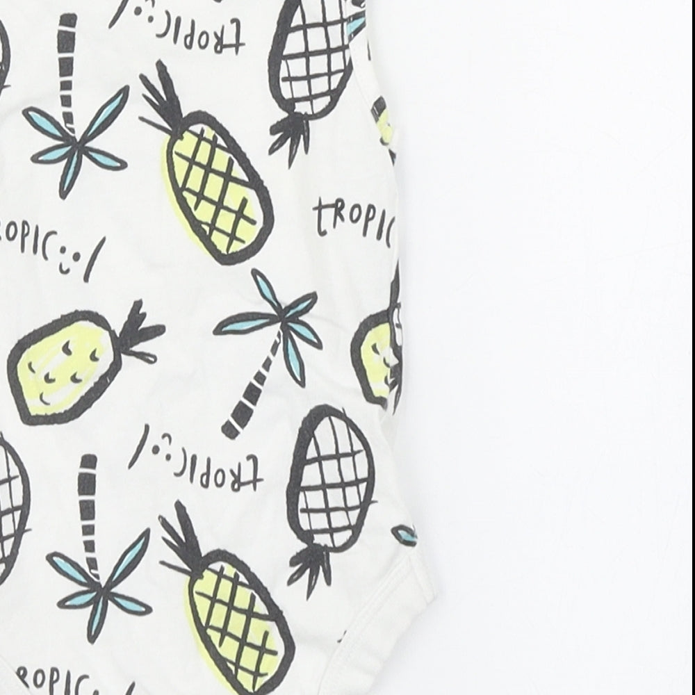 TU Baby White Romper One-Piece Size 0-3 Months - Pineapple print