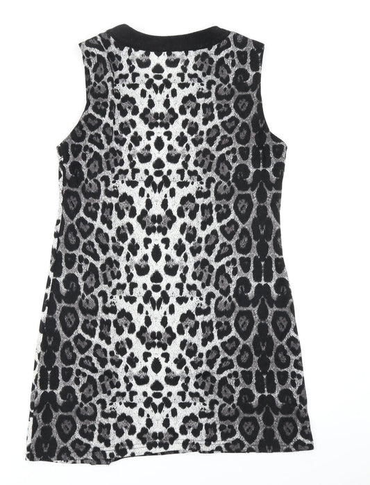 Mandi Womens Grey Animal Print A-Line Size 12