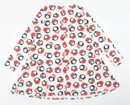 MissLook Womens White Fit & Flare Size 6 - Christmas Penguin