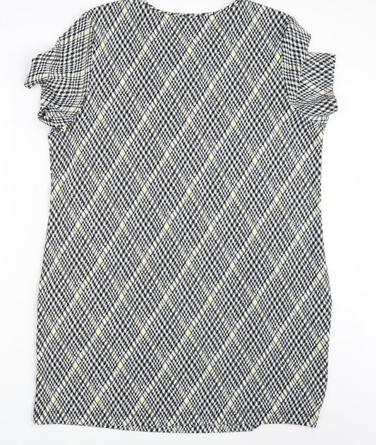 Peacocks Womens Black Argyle/Diamond T-Shirt Dress Size 20