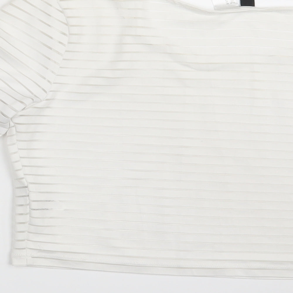 Divided Womens White Cropped T-Shirt Size M