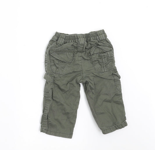 George Boys Green Cargo Trousers Size 3-6 Months - SIDE POCKETS