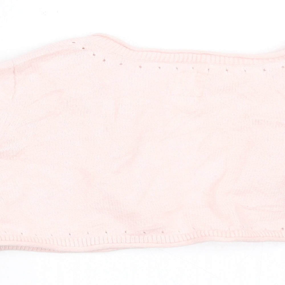 Brand and care label for Gap girls’ pink cardigan jumper, size 6-9, months