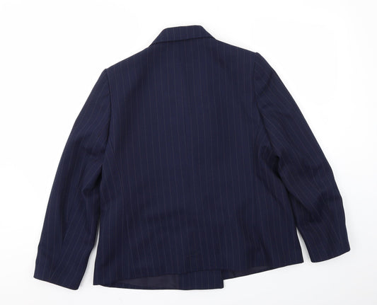 Preworn Womens Blue Striped Jacket Blazer Size M