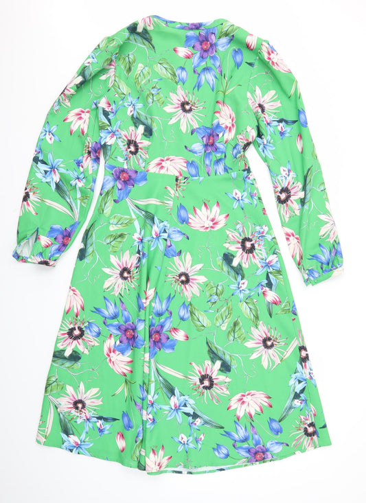 H&M Womens Multicoloured Floral Fit & Flare Size 8