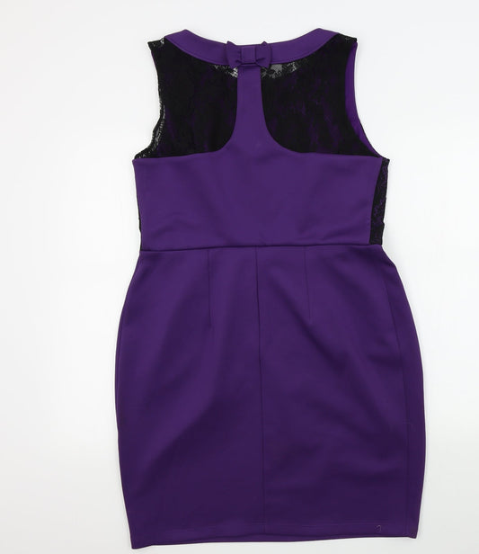 Dorothy Prkins Womens Purple Colourblock A-Line Size 16