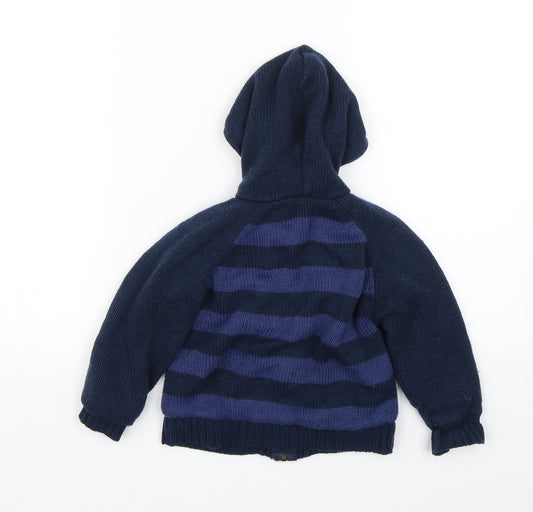 M&Co Blue Striped Knit Full Zip Jumper Size 12-18 Months
