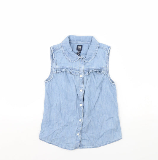 Gap Girls Blue Denim Basic Button-Up Size M