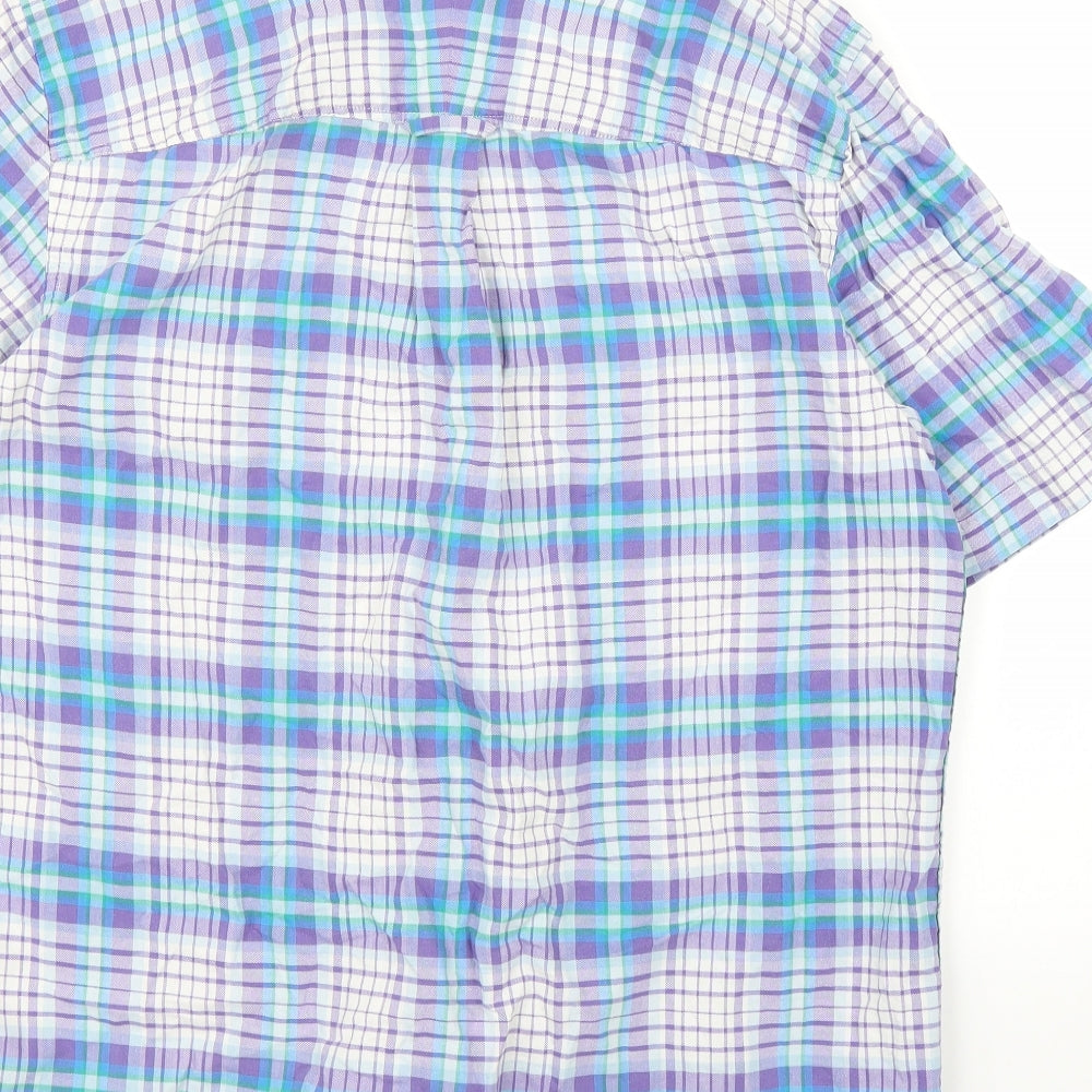John Lewis Mens Purple Plaid Button-Up Size L