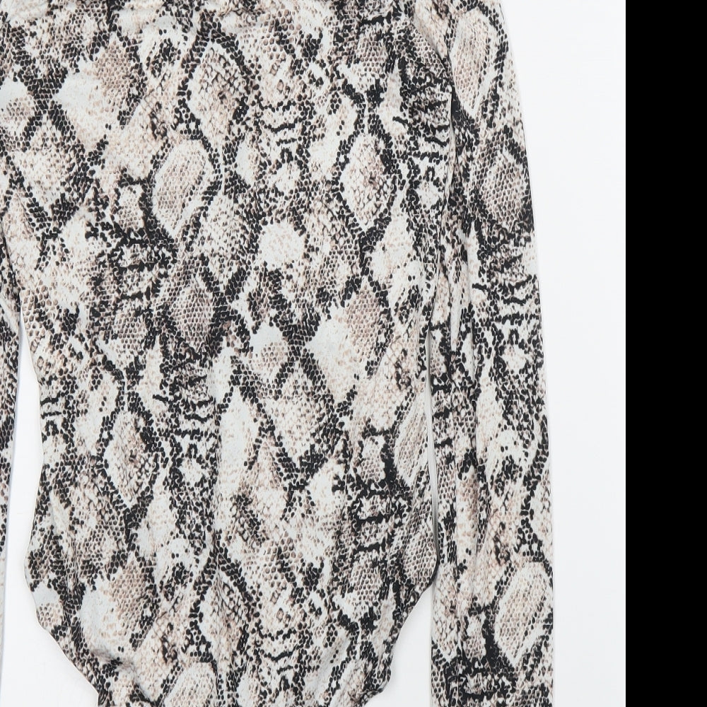 Primark Womens Beige Animal Print Leotard One-Piece Size XS - Snake print