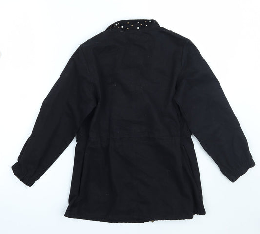 Happy star Womens Black Floral Jacket Coat Size 8