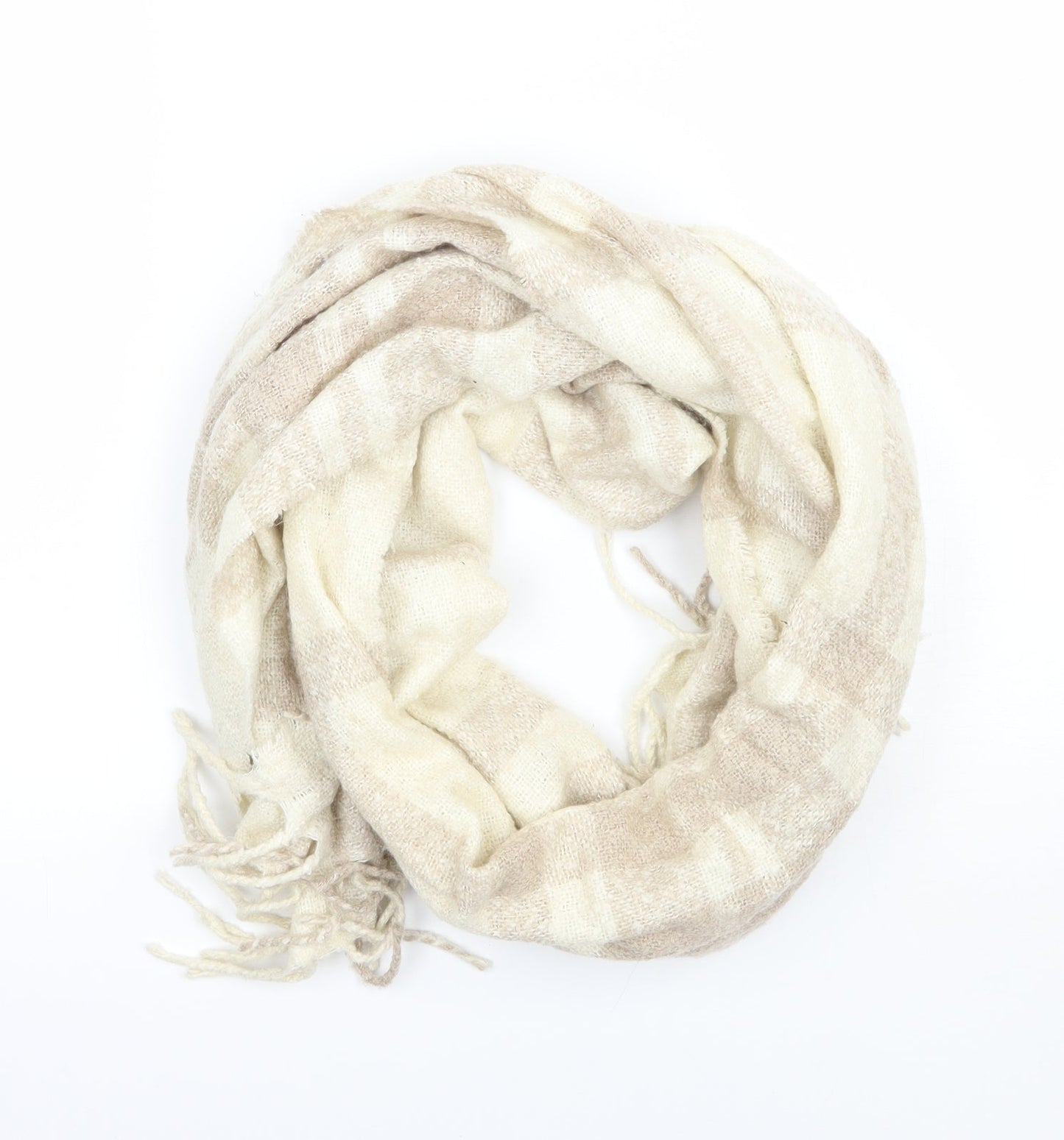 Preworn Womens Beige Check Scarf