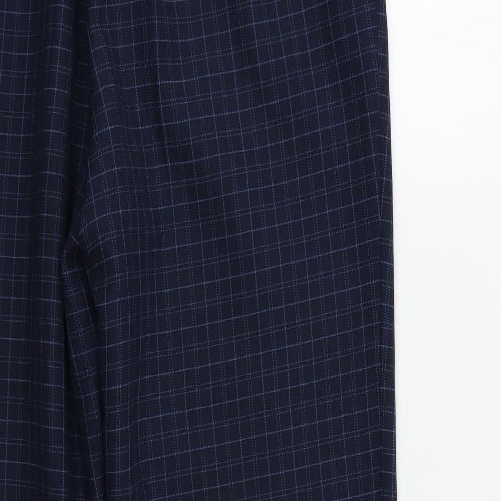 Preworn Womens Blue Check Trousers Size 14 L27 in