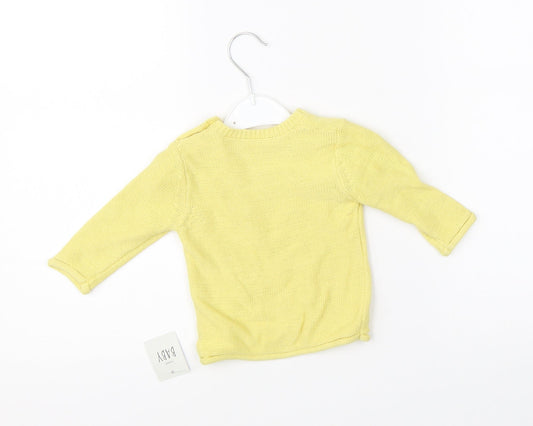 George Girls Yellow Knit Pullover Jumper Size 0-3 Months