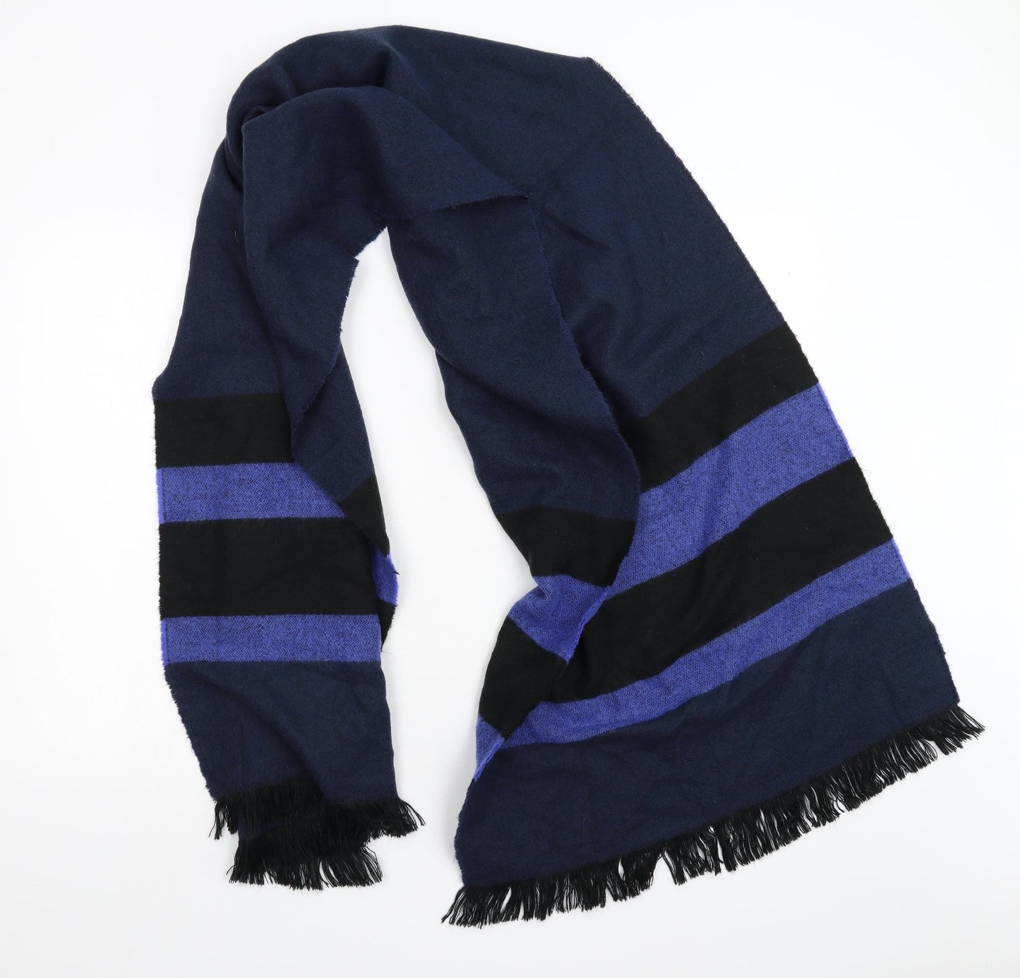 Preworn Unisex Blue Striped Scarf One Size