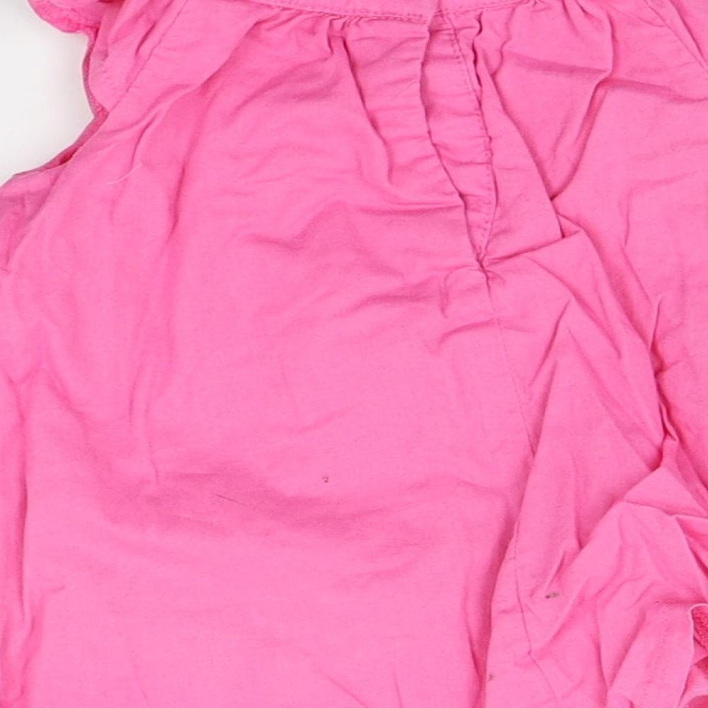 Brand and care label for St Bernard girls’ pink a-line, size 6-9, months - butterflies