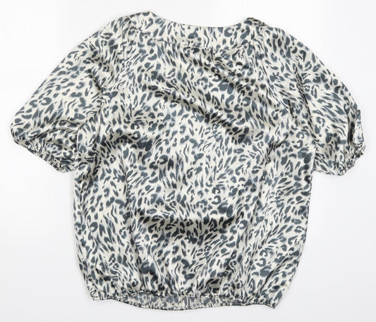 Bonmarché Womens Grey Animal Print Basic Blouse Size 14