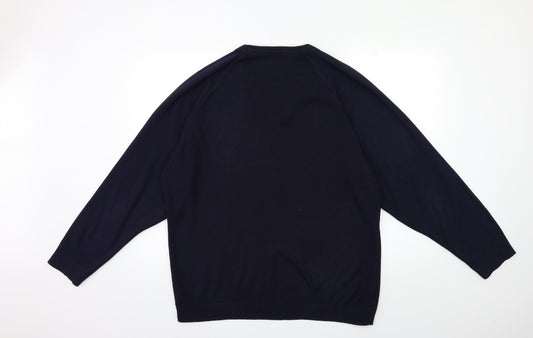 Michael Sehgal Mens Blue Knit Pullover Jumper Size XL