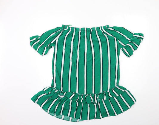 Papaya Womens Green Striped Rayon Shift Size 12