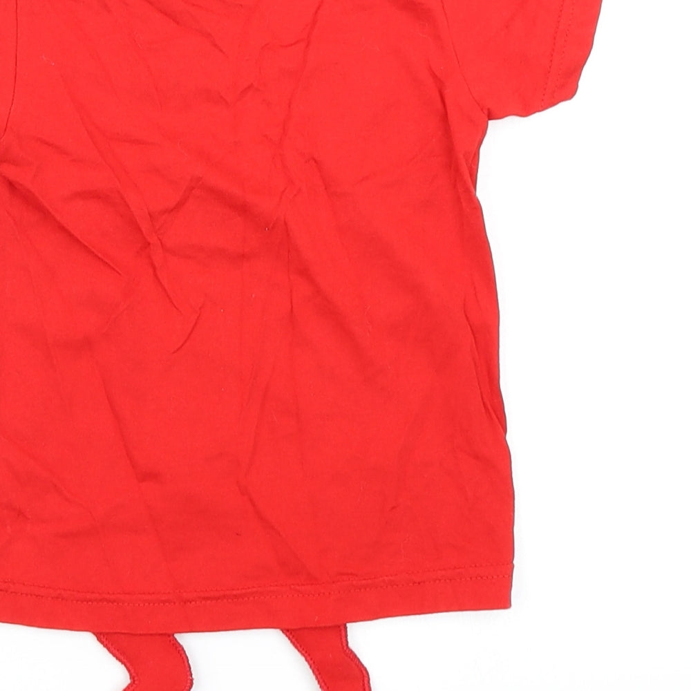 Brand and care label for Jurassic World boys’ red basic t-shirt, size 12, months - dinosaurs