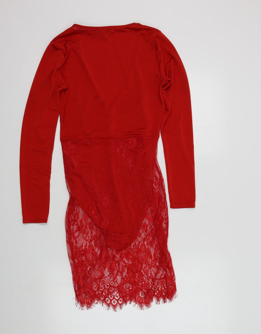 Missguided Womens Red Colourblock A-Line Size 6
