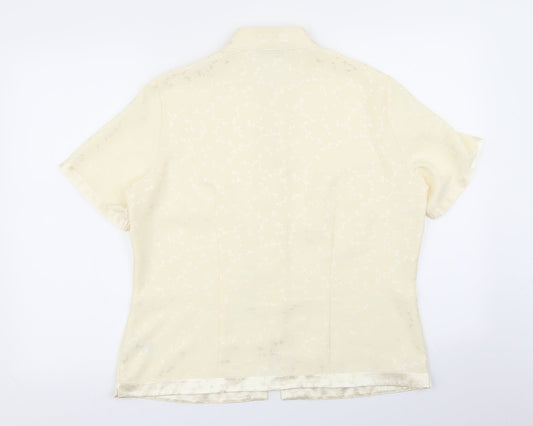 M&S Womens Beige Floral Basic Button-Up Size 14