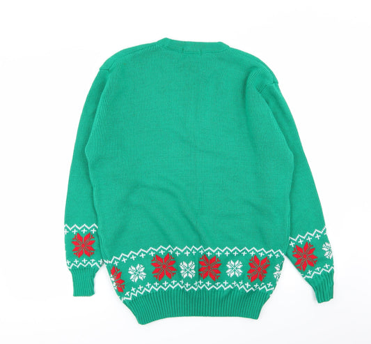 S&D Mens Green Geometric Pullover Jumper Size M - christmas jumper