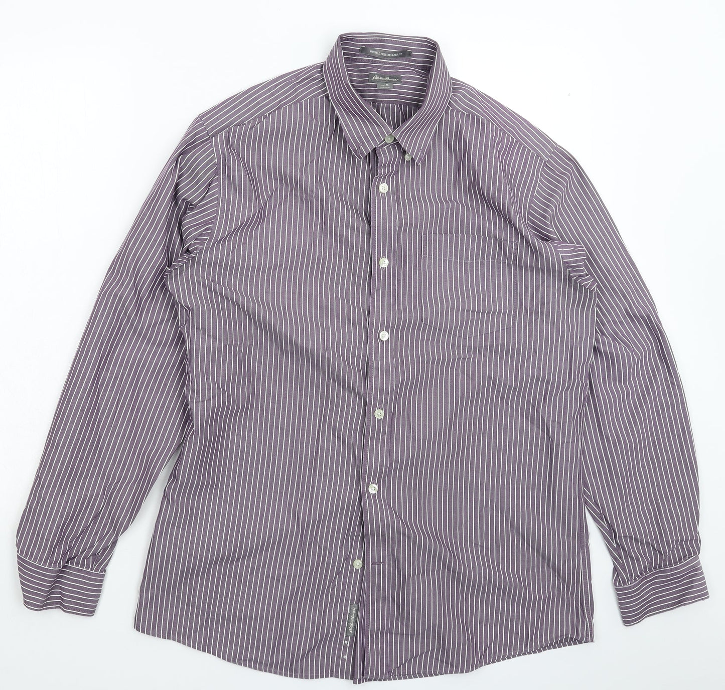 Eddie Bauer Mens Purple Striped Dress Shirt Size M