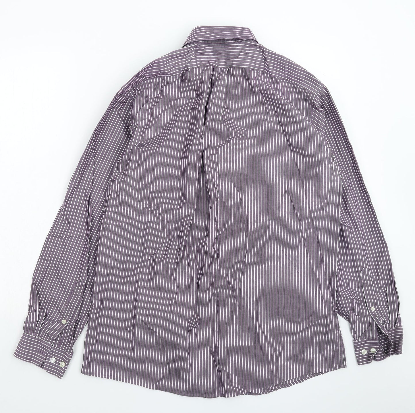 Eddie Bauer Mens Purple Striped Dress Shirt Size M