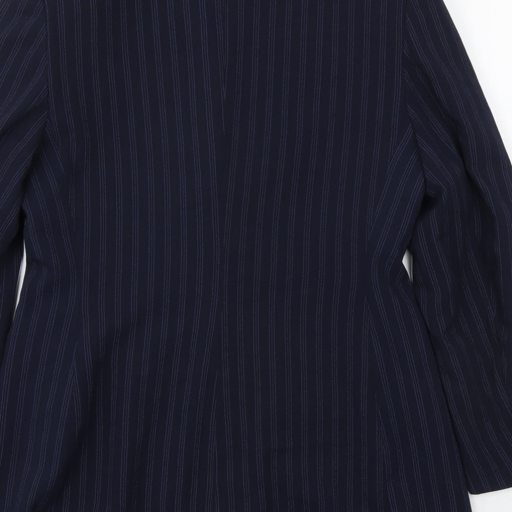 George Womens Blue Striped Jacket Blazer Size 12