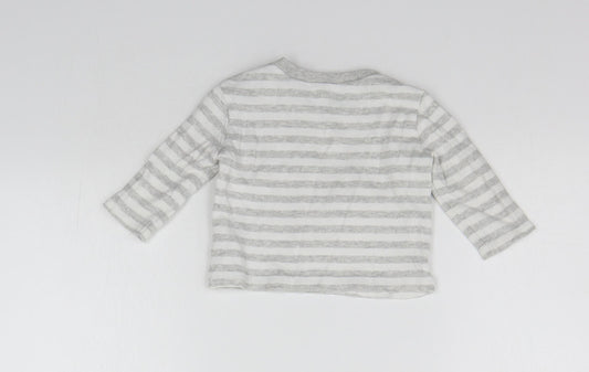 F&F Boys Grey Striped Pullover Jumper Size 3-6 Months