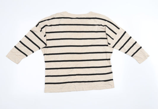 Preworn Womens Beige Striped Pullover Sweatshirt Size L