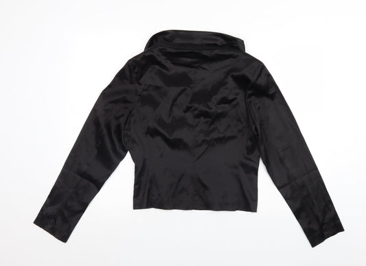 Preworn Womens Black Basic Button-Up Size 14