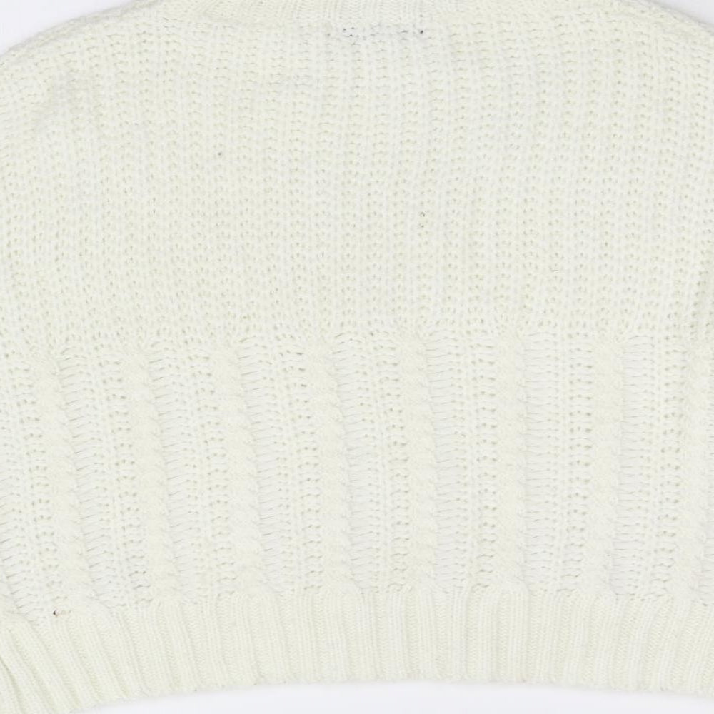 SheIn Womens White Knit Pullover Jumper Size M