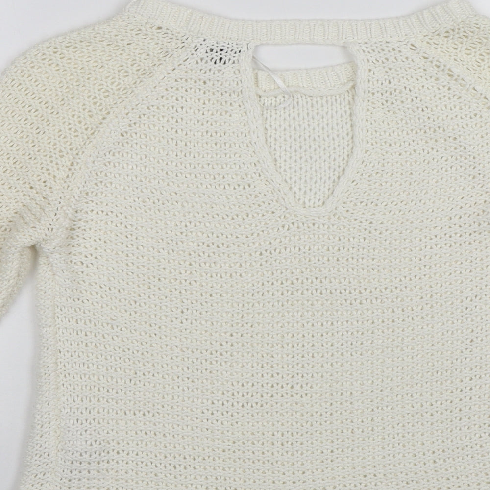 New Look Womens White Pullover Jumper Size S