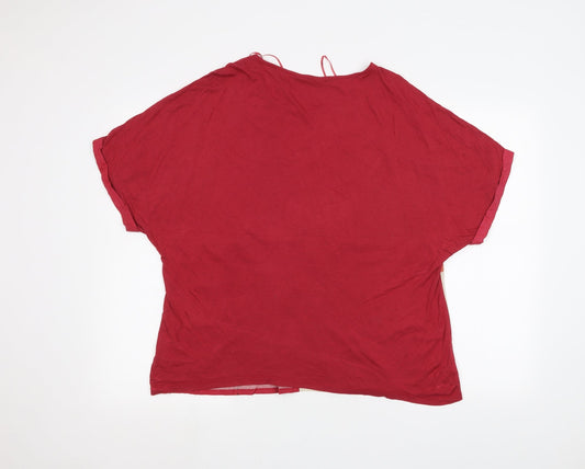 Viz a Viz Womens Red Basic T-Shirt Size M - flower