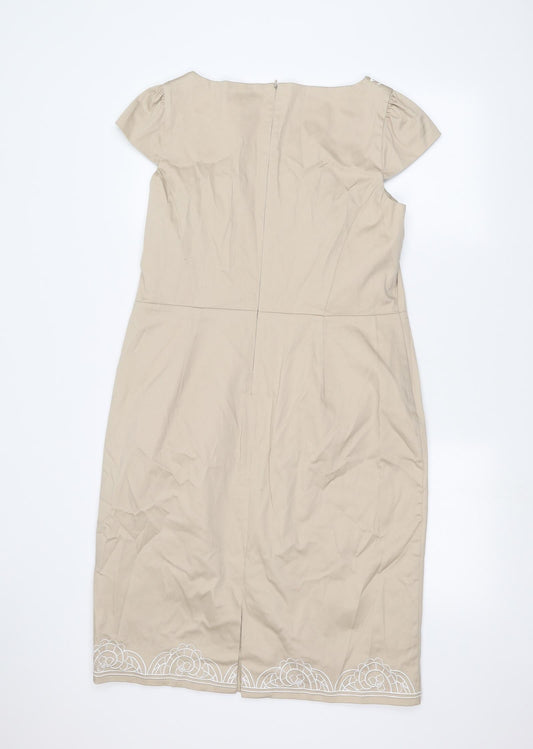 Savoir Womens Beige Basic T-Shirt Size 16