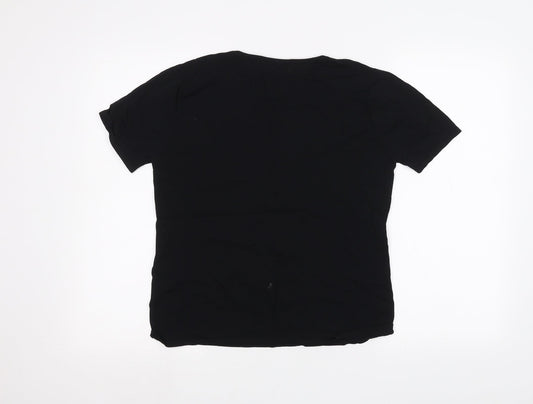 JUST ELEGANCE Womens Black Basic T-Shirt Size L