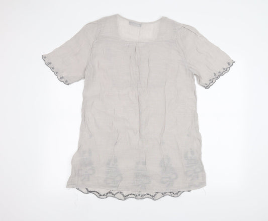 JUST ELEGANCE Womens Grey Basic T-Shirt Size M