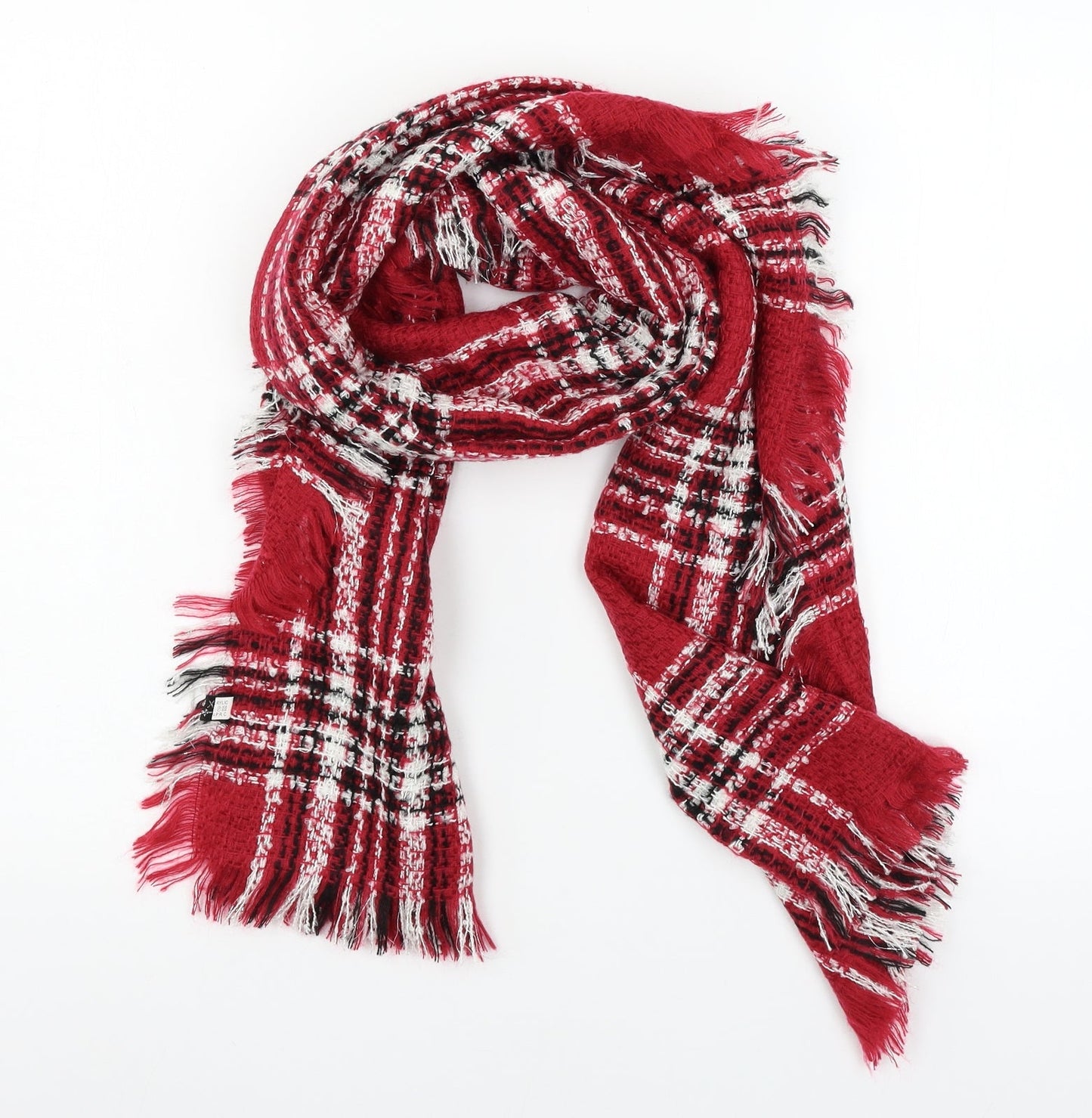 Luxe Womens Red Plaid Knit Scarf