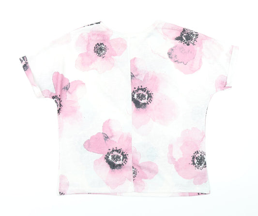 RJR.John Rocha Womens Ivory Floral Basic T-Shirt Size 10