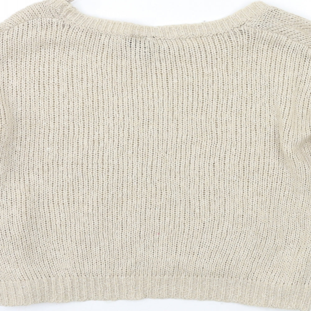 H&M Womens Beige Knit Pullover Jumper Size 12