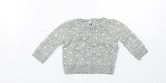 BabyGap Girls Grey Spotted Pullover Jumper Size 0-3 Months - Bike