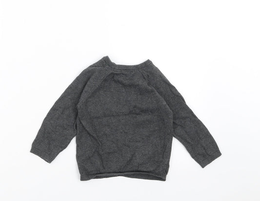TU Baby Grey Knit Pullover Jumper Size 12-18 Months - animal face