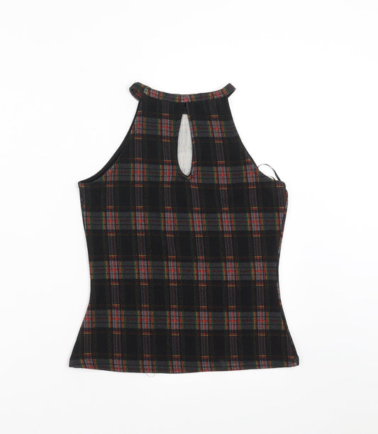 Boohoo Womens Black Check Basic Blouse Size 8