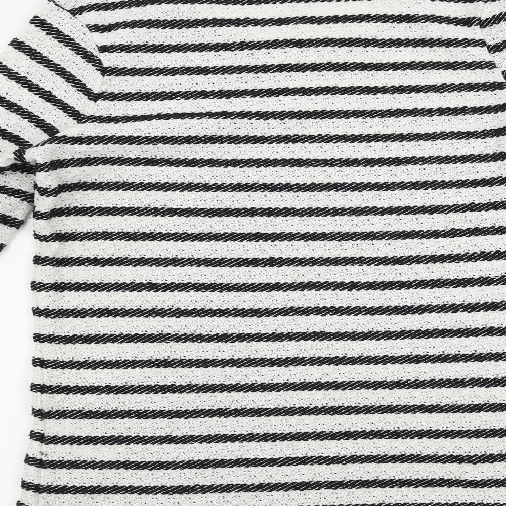 NEXT Womens White Striped Pullover Jumper Size 8