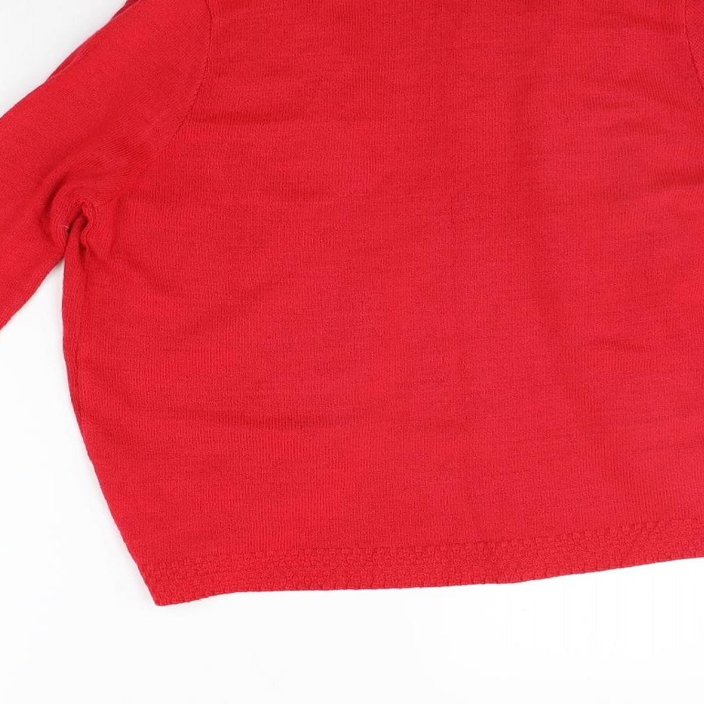 JUST ELEGANCE Womens Red Cardigan Jumper Size M