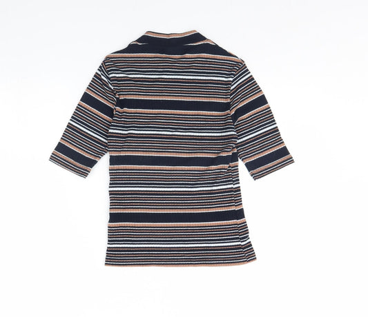 Topshop Womens Blue Striped Basic Blouse Size 10