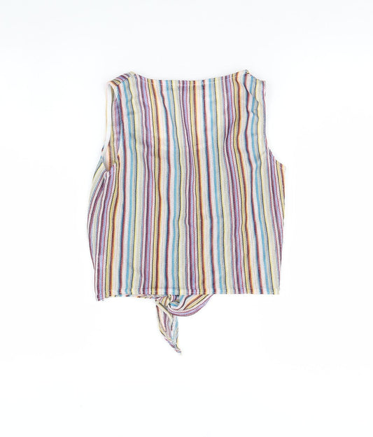 Missguided Womens Multicoloured Striped Cropped Tank Size 8